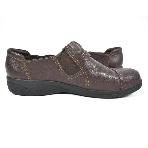 Clarks Cheyn Madi Brown Leather Slip On Shoes Size 9M - Picture 6 of 8
